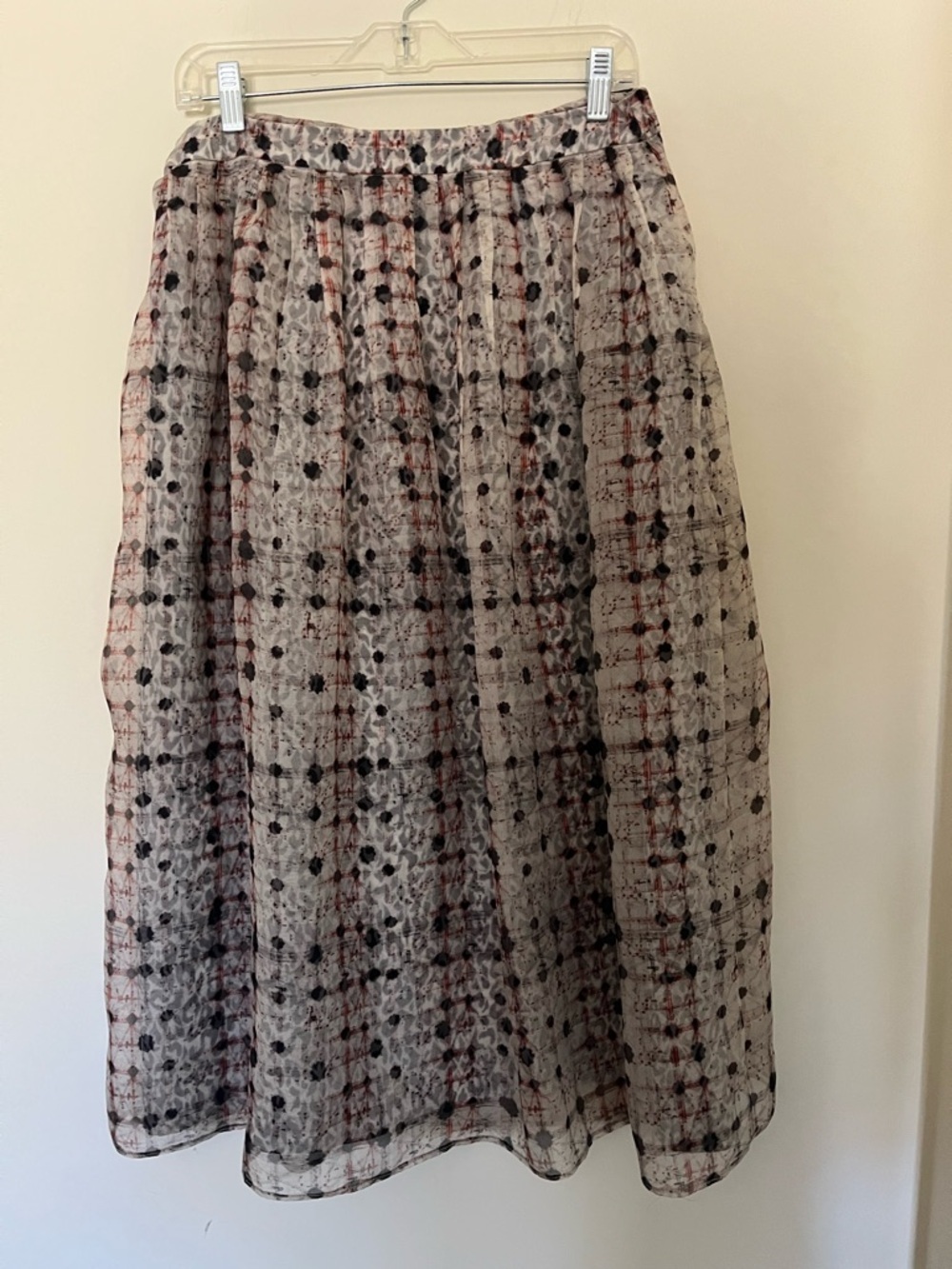 Theyskens Theory Geometric Leopard Print 100 Silk Maxi Layered Semi-Sheer Skirt - Picture 6 of 13